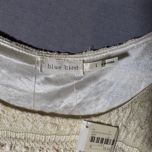 Blue Bird Cream Tiered Mini Dress NWT - Picture 2 of 3